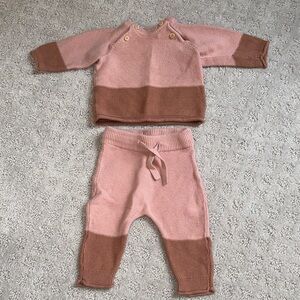 H&M Pink and Mauve 1-2M Knit Sweater Set
